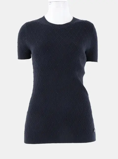 Chanel Cotton Navy Blue Knit Top IT/EU 38