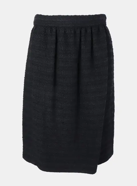 Chanel Black Tweed Buttoned Up Skirt Size M