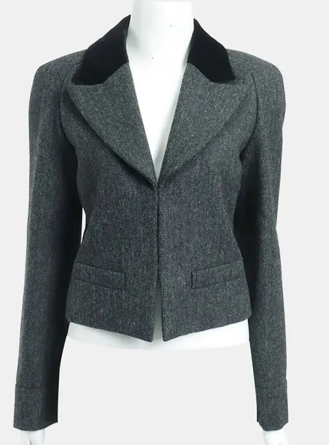 Chanel Grey Wool Jacket Size S