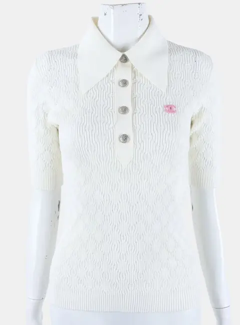 Chanel White Short Sleeves Size XS