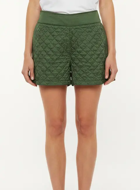 Chanel x Karl Lagerfeld Green Nylon Diamond Quilted Shorts M