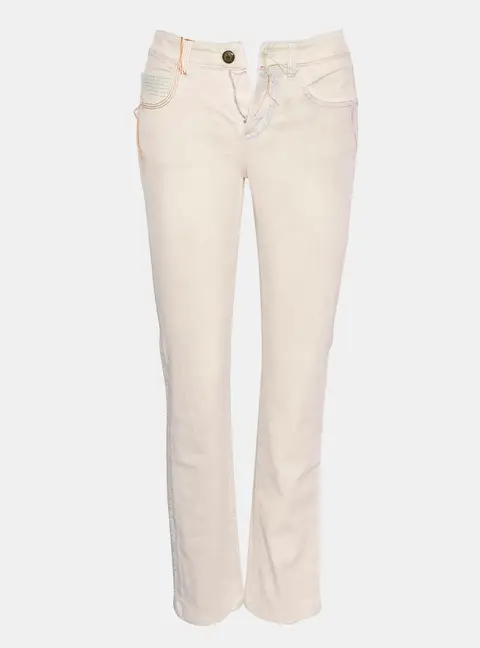 Chanel Beige Denim with Multicoloured Stitches FR 34
