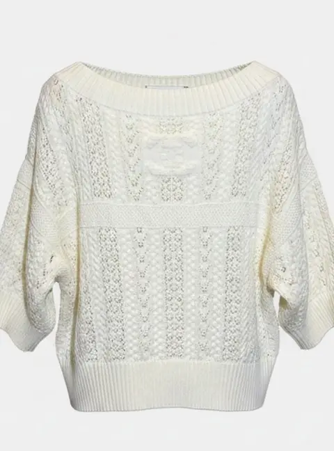 Chanel White Knitted Top FR 38
