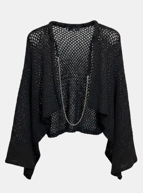 Chanel Black Tweed Bolero Shrug with Chain IT 38