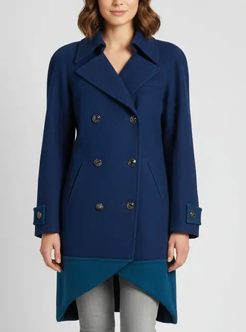 Chanel Navy Blue Wool Asymmetric Double Breasted Sailor Coat M