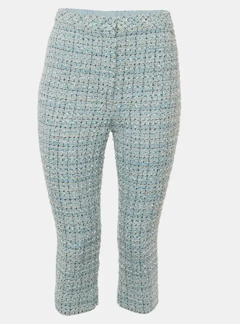 Chanel Blue Tweed Tapered Capri Pants S