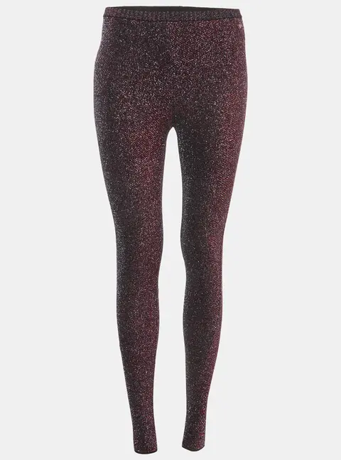 Chanel Purple Metallic Lurex Knit High Waisted Leggings S