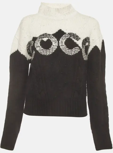 Chanel White/ Black Knit Long Sleeve Sweater M