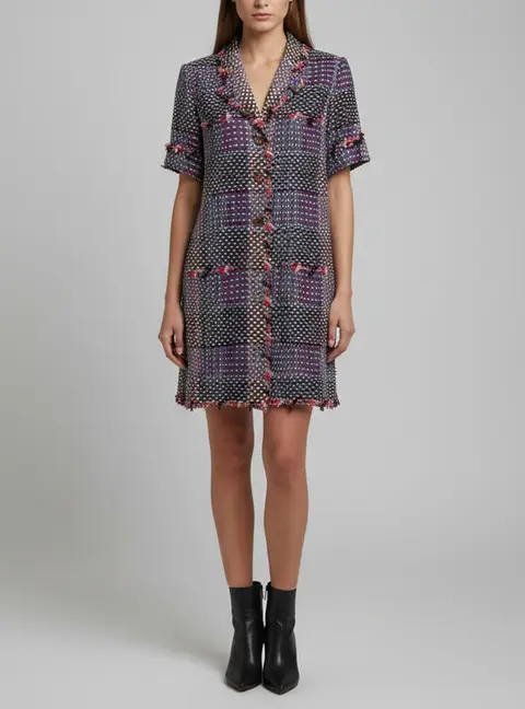 Chanel Multicolor Tweed Long Jacket L