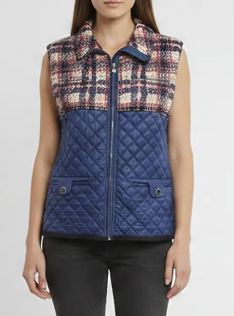 Chanel Navy Blue Quilted Nylon Puffer Gilet Vest S