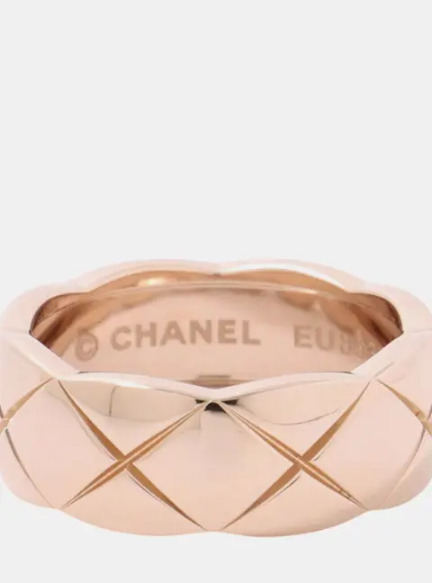 Chanel 18K Pink Gold Coco Crash Ring Size Medium