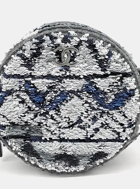 Chanel Round Mini Multicolor Sequin and Felt Crossbody Bag