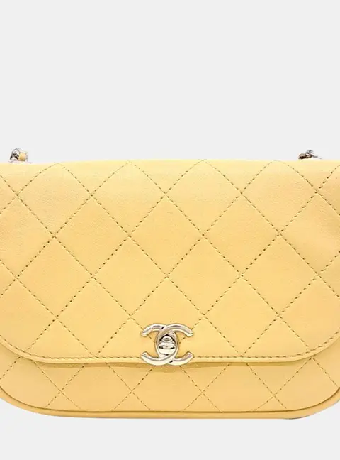 Chanel Casual Trip Small Yellow Calfskin Leather Flap Bag
