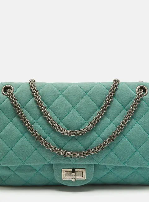 Chanel Light Green Jersey Classic 227 Reissue 2.55 Flap Bag