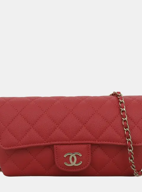 Chanel Classic Glasses Case Red Grained Calfskin Leather Shoulder Bag