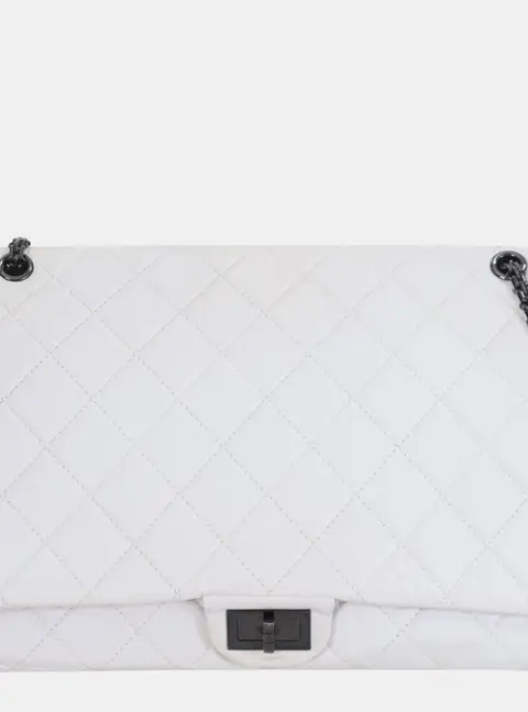 Chanel Reissue 2.55 227 White Aged Calfskin Leather Shoulder Bag