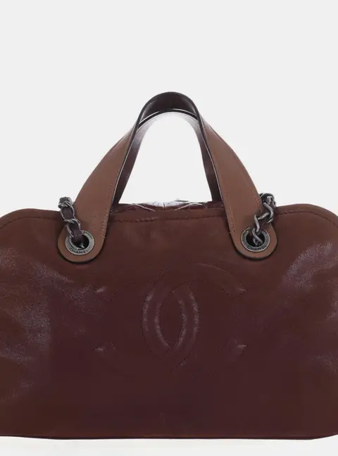 Chanel In The Mix Brown Glazed Calfskin Leather Top Handle Bag