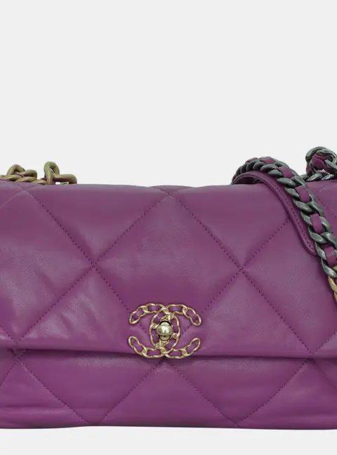 Chanel 19 Small Violet Lambskin Leather Shoulder Bag