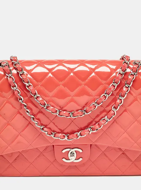 Chanel Classic Double Flap Pink Patent Leather Shoulder Bags