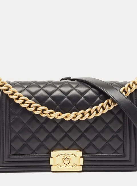 Chanel Boy Medium Black Leather Shoulder Bags