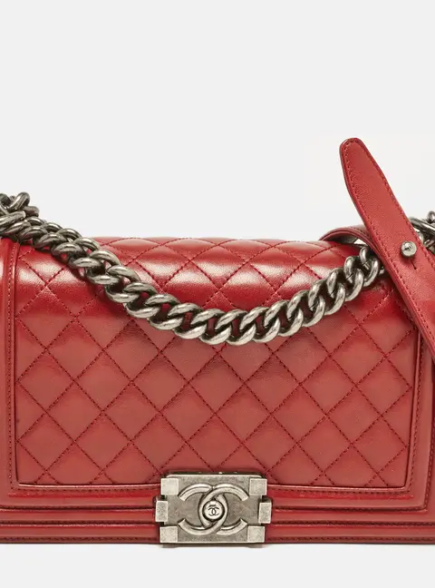 Chanel Boy Medium Red Leather Shoulder Bags