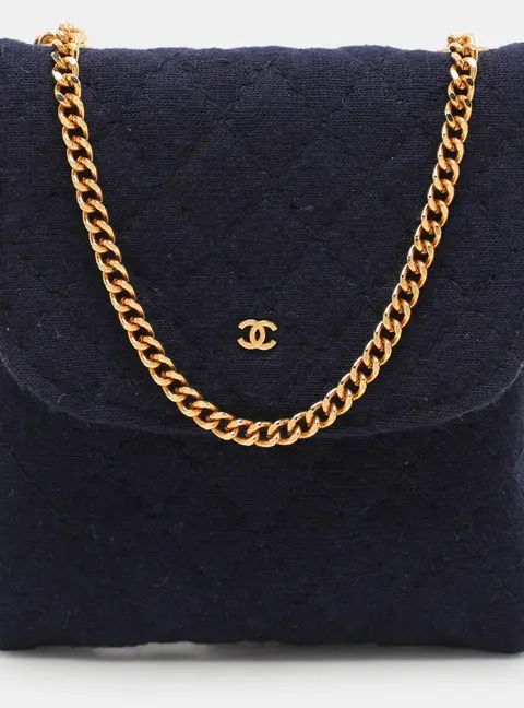 Chanel Blue Jersey Wallet On Chain