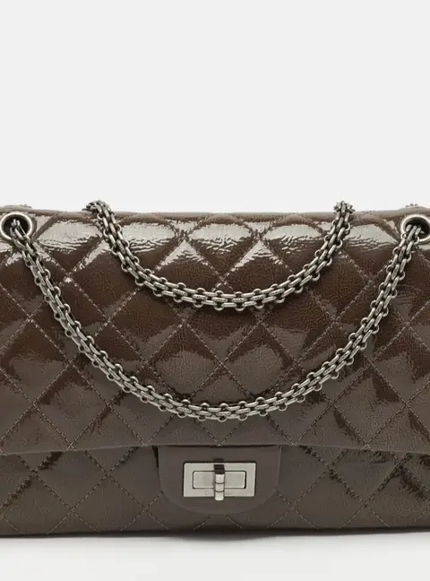 Chanel Olive Green Quilted Patent Leather Classic 227 Reissue 2.55 Flap Bag
