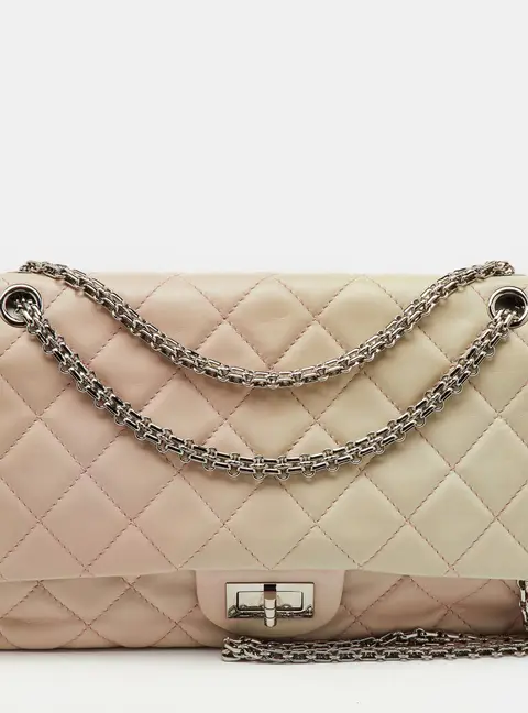Chanel White/Pink Ombre Quilted Leather 2.55 Classic Reissue 277 Flap Bag