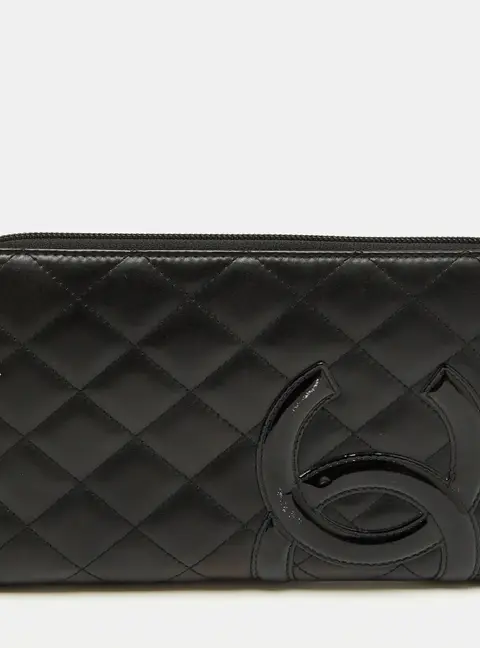Chanel Black Quilted Leather CC Cambon Ligne Zip Around Organizer Wallet