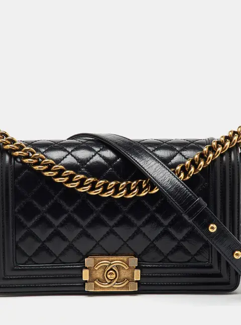 Chanel Black Quilted Leather Medium Boy Flap Bag
