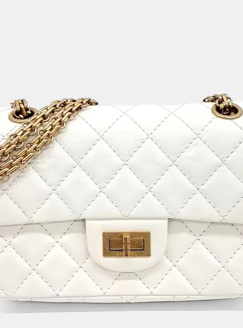 Chanel 2.55 Reissue 20 White Aged Calfskin Leather Flap Bag