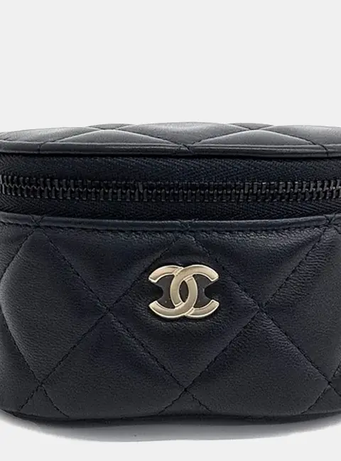 Chanel Armband Pocket Mini Black Lambskin Leather Pouch Bag
