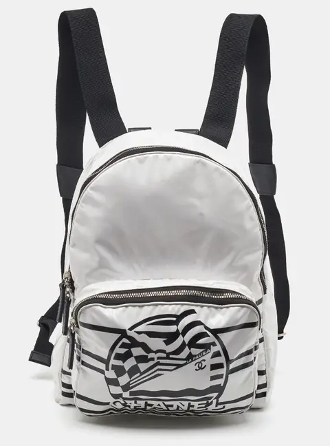Chanel La Pausa Medium White Vinyl Backpacks