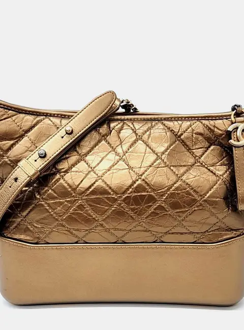 Chanel Gabrielle Medium Bronze Aged Calfskin Leather Hobo Bag