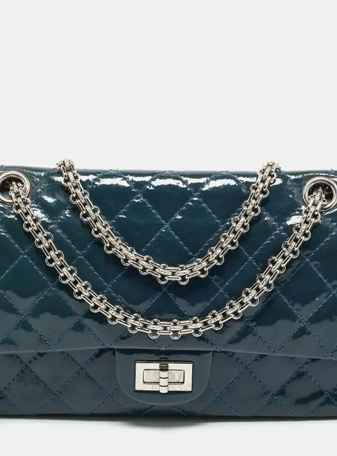 Chanel Blue Quilted Patent Leather 225 Reissue 2.55 Flap Bag
