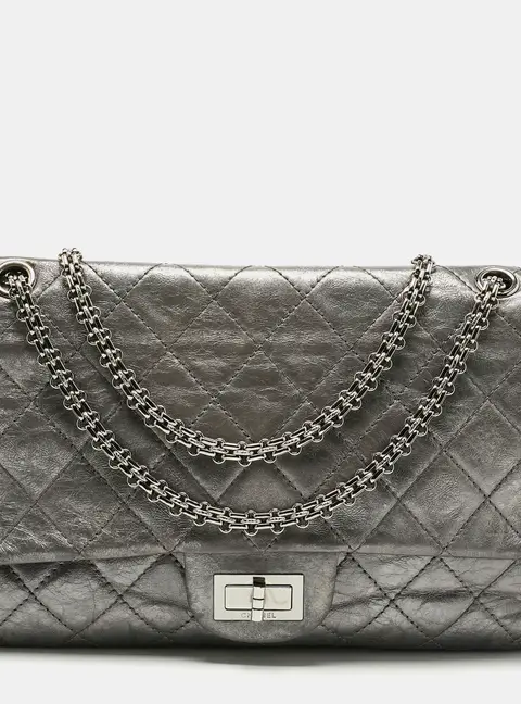 Chanel Metallic Grey Quilted Aged Leather 227 Reissue 2.55 Flap Bag