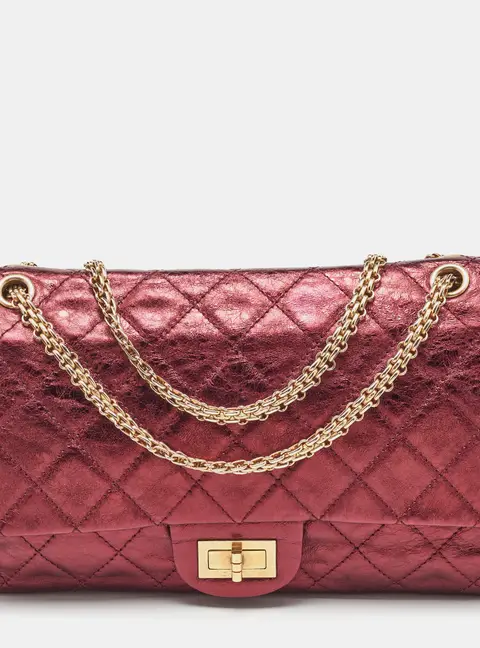 Chanel Metallic Burgundy Quilted Leather Classic 227 Reissue 2.55 Flap Bag