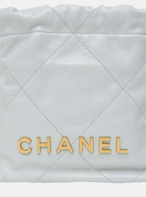 Chanel Mini 22 Light Grey Lambskin Leather Shoulder Bag