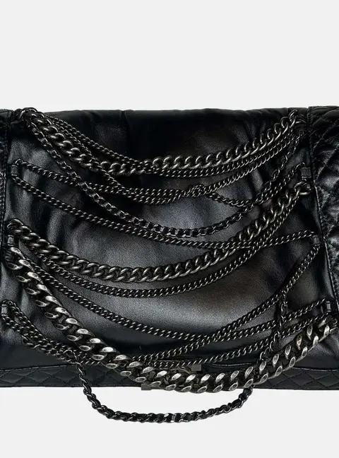 Chanel Boy XL Black Quilted Leather Enchained Shoulder Bag