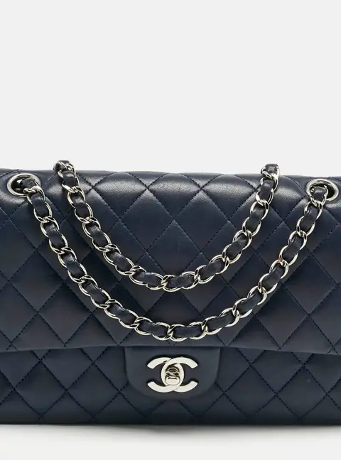 Chanel Navy Blue Quilted Leather Medium Classic Double Flap Bag
