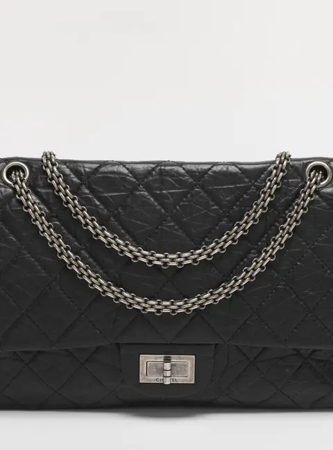 Chanel Black Quilted Aged Leather Classic 227 Reissue 2.55 Flap Bag