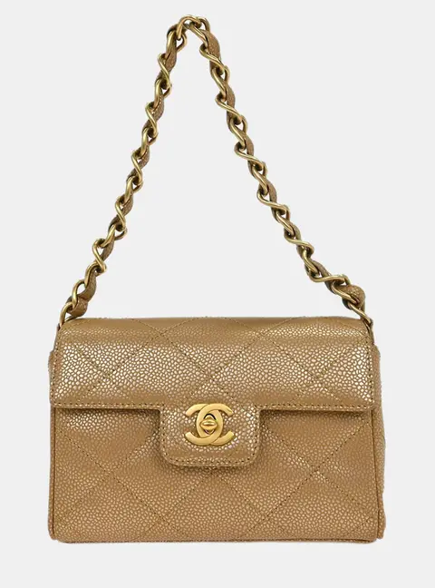 Chanel Classic Medium Beige Calfskin Leather Flap Bag
