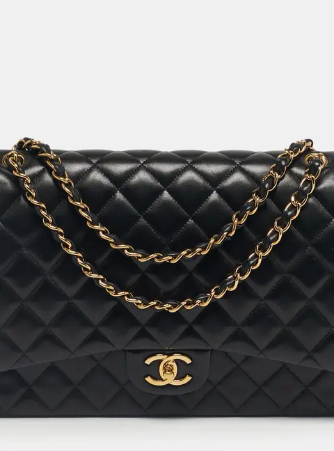 Chanel Black Quilted Leather Maxi Classic Double Flap Bag
