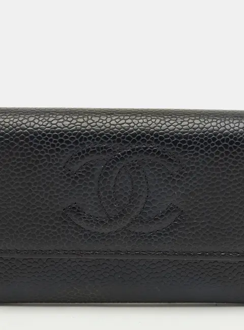 Chanel Black Caviar Leather CC Timeless Flap Card Case