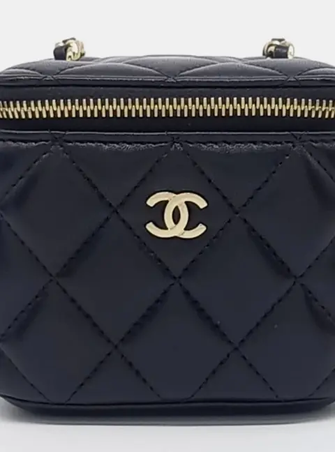 Chanel Classic Mini Vanity Black Lambskin Leather Crossbody Bag