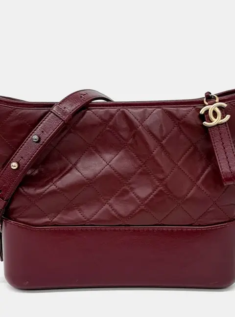 Chanel Gabrielle Hobo Medium Burgundy Calfskin Leather Shoulder Bag