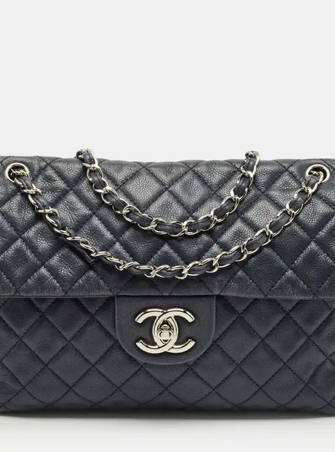 Chanel Navy Blue Quilted Leather Maxi CC Crave Flap Bag