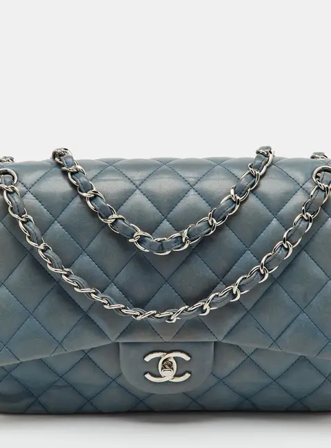 Chanel Blue Quilted Leather Jumbo Classic Double Flap Bag