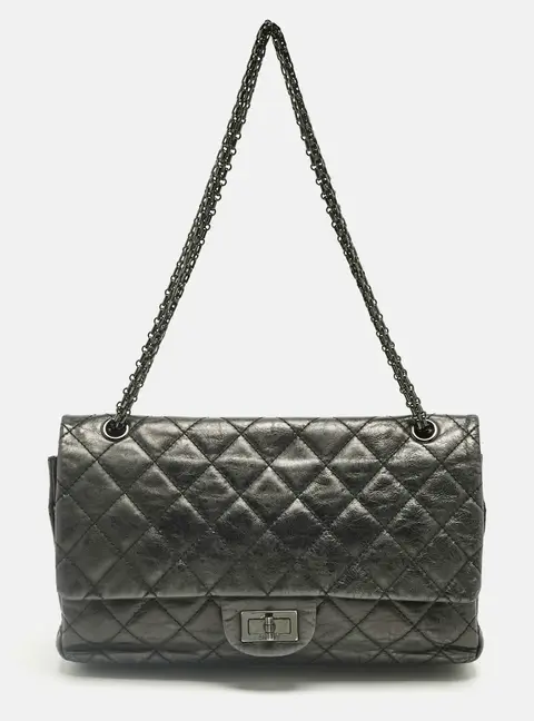 Chanel Black Quilted Aged Leather Classic 227 Reissue 2.55 Flap Bag
