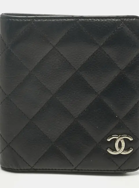 Chanel Black Quilted Leather CC Bifold Wallet